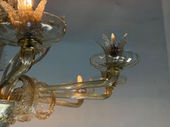 Venetian chandelier in gilded Murano glass, 10 light arms, around 1920