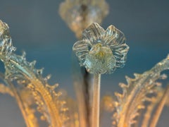 Venetian chandelier in gilded Murano glass, 6 light arms, circa 1940