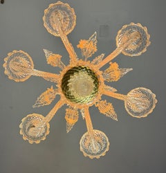 Venetian chandelier in gilded Murano glass, circa 1950