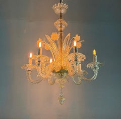 Araña veneciana de cristal de Murano dorado, hacia 1950