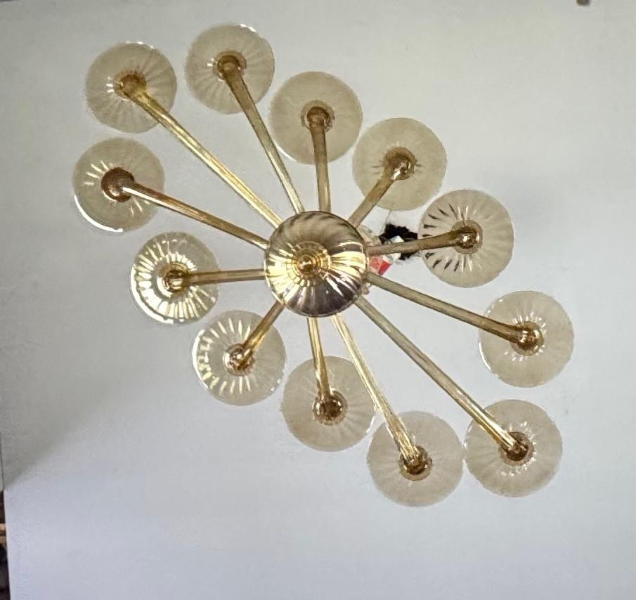 Venezianischer Kronleuchter aus goldbraunem Murano-Glas, ovale Form, von Venini im Angebot 5