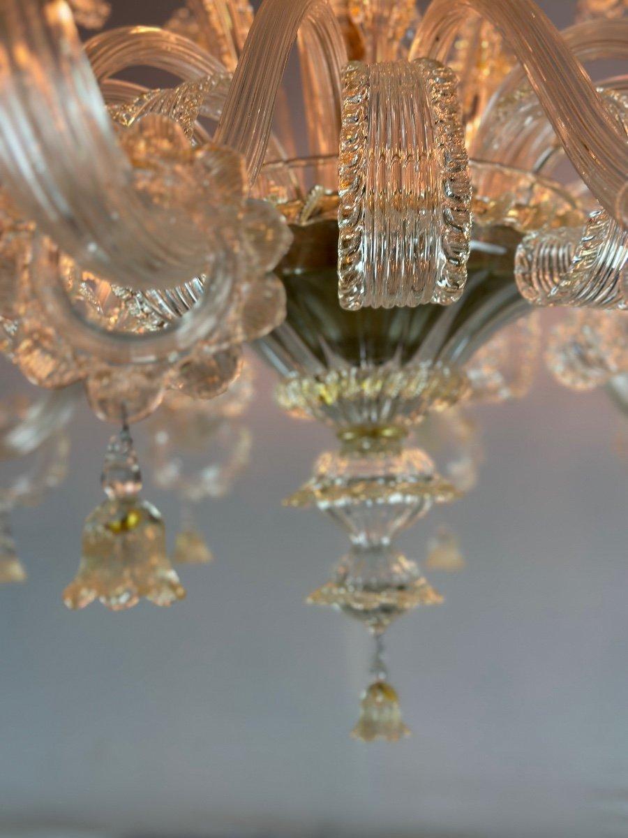 Venetian Chandelier In Golden Murano Glass, 10 Arms Of Light Circa 1930 In Excellent Condition For Sale In Honnelles, WHT