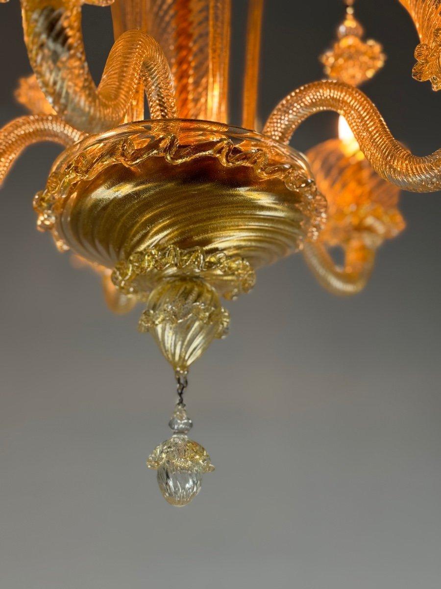 Lustre vénitien en verre doré de Murano à 5 bras de lumière Circa 1930 en vente 1