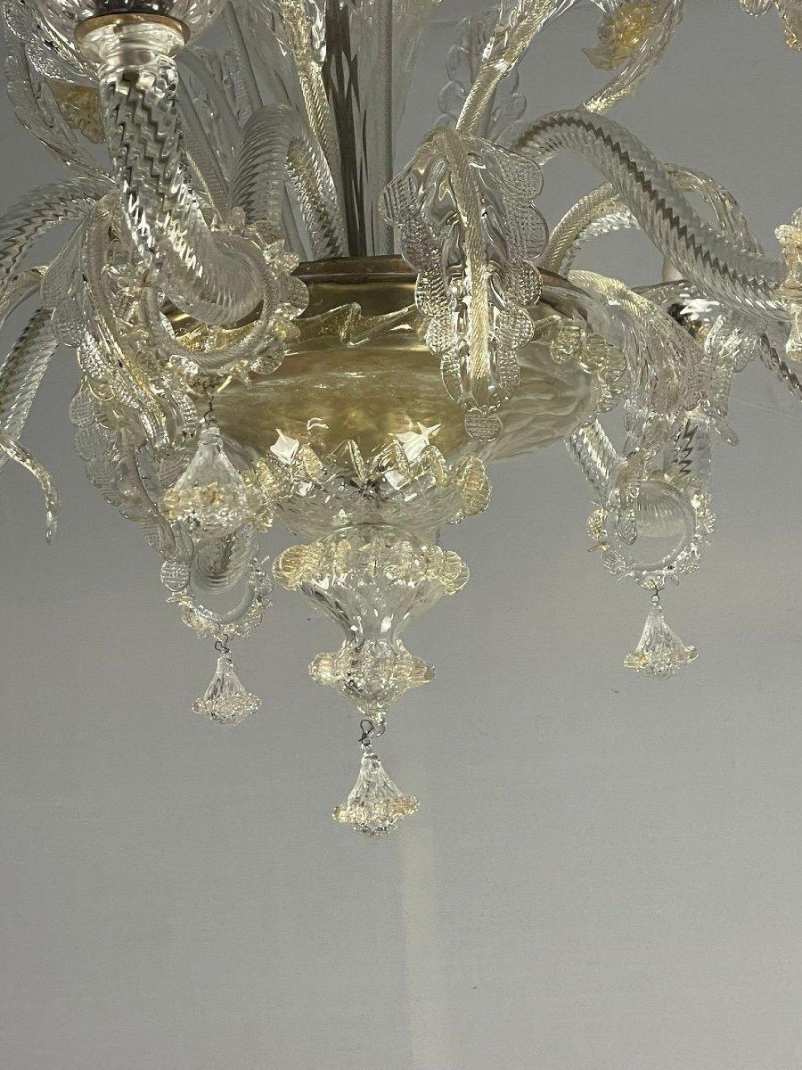 20th Century Venetian Chandelier In Golden Murano Glass, 6 Arms Of Light Circa 1940 For Sale