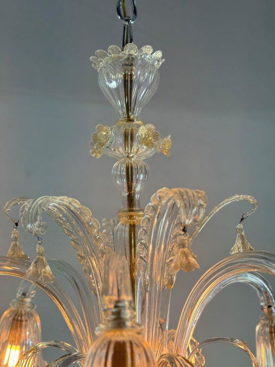 Venetian Chandelier In Golden Murano Glass, 6 Arms Of Light In Excellent Condition For Sale In Honnelles, WHT
