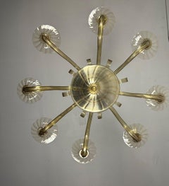 Venetian Chandelier In Golden Murano Glass, 8 Arms Of Light Circa 1940