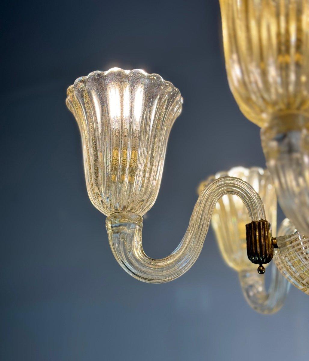 Lustre vénitien en verre de Murano doré et Reticello en vente 2