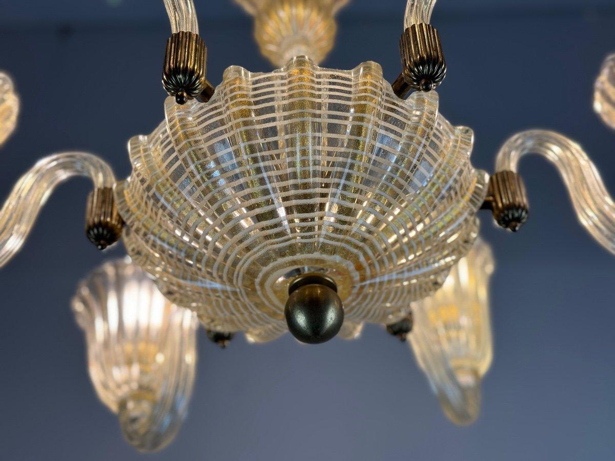 Lustre vénitien en verre de Murano doré et Reticello en vente 3