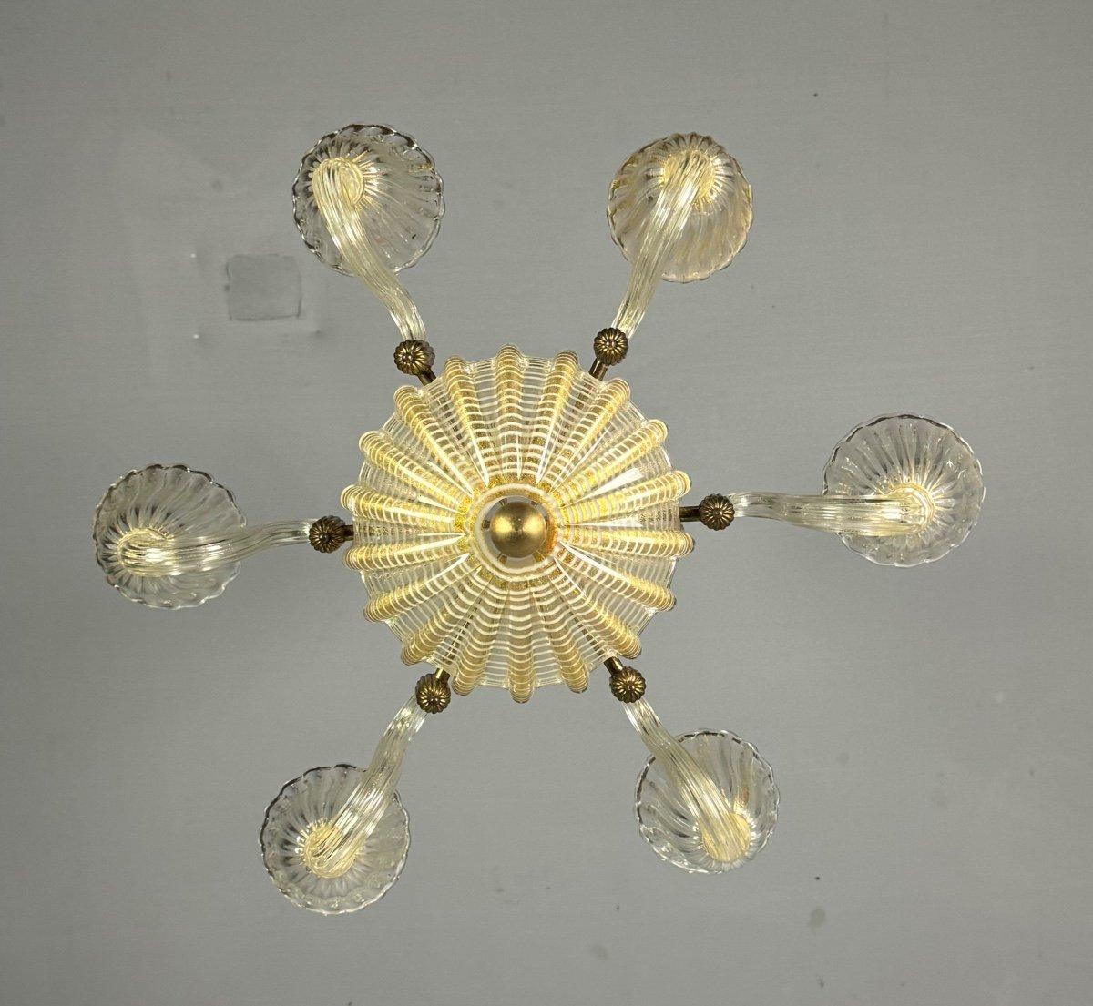 Lustre vénitien en verre de Murano doré et Reticello en vente 4