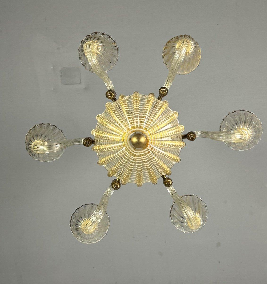 Métal Lustre vénitien en verre de Murano doré et Reticello en vente