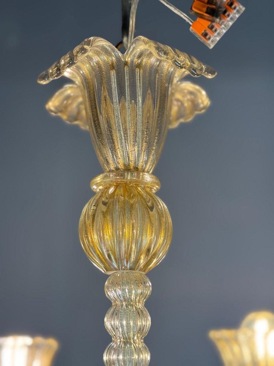 Lustre vénitien en verre de Murano doré et Reticello en vente 1