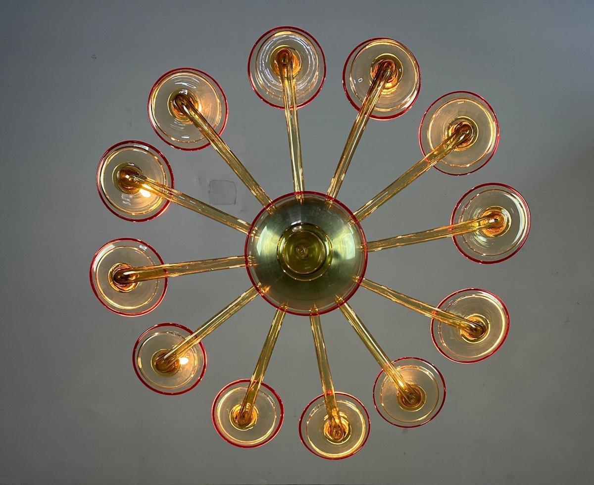 Venetian Chandelier In Mordoré Murano Glass, Venini, 12 arms of light, new electrification