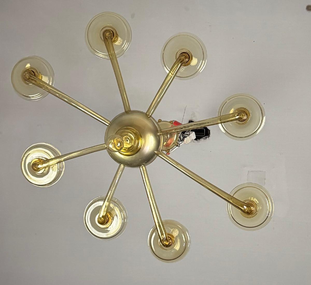 Lustre vénitien en verre doré de Murano, Venini, vers 1920 en vente 4