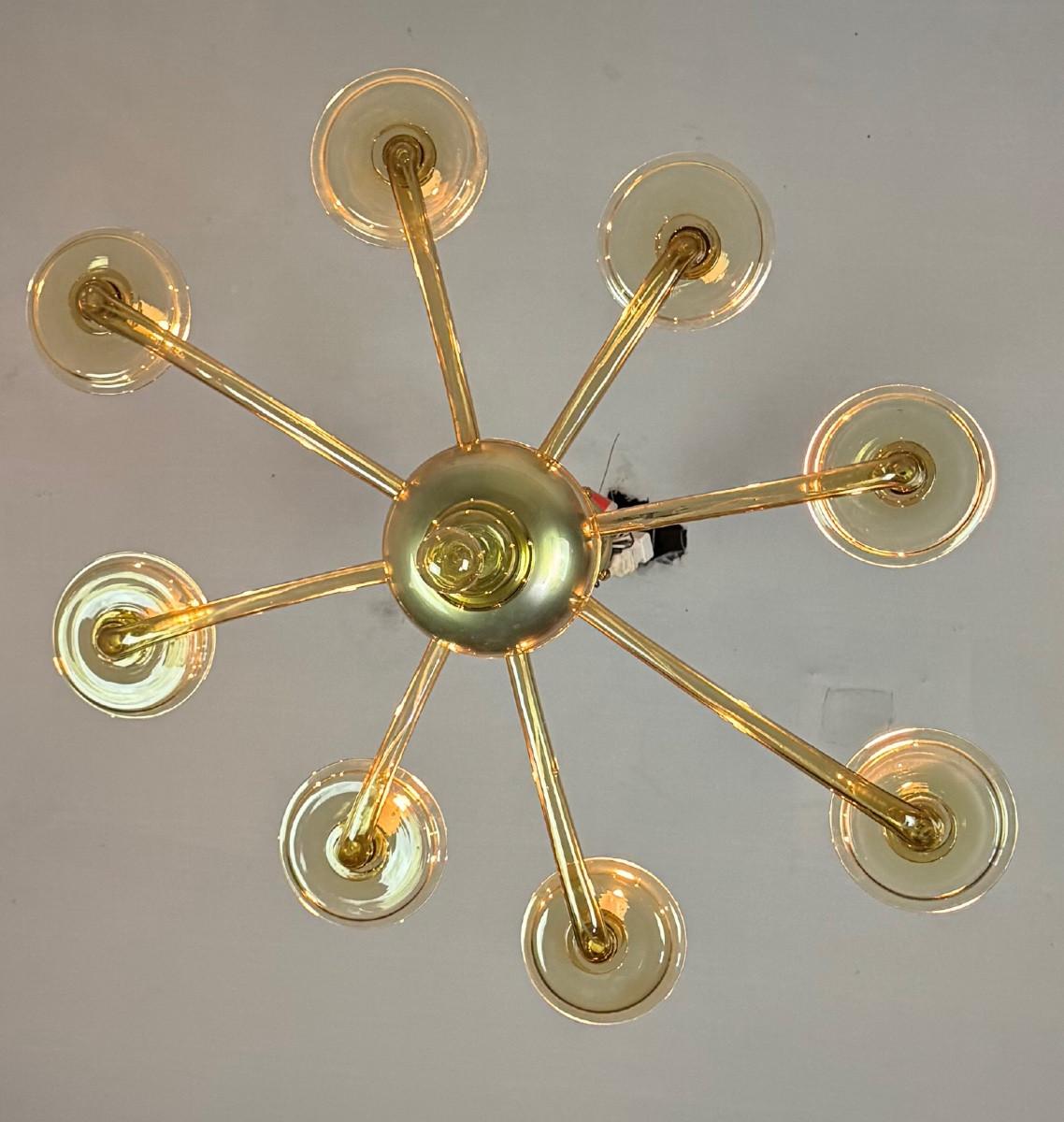 Lustre vénitien en verre doré de Murano, Venini, vers 1920 en vente 3