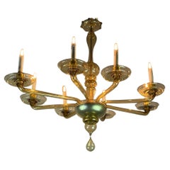 Venetian chandelier in golden Murano glass, Venini, circa 1920
