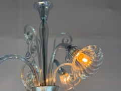 Venetian chandelier in gray-blue Murano glass, around 1930