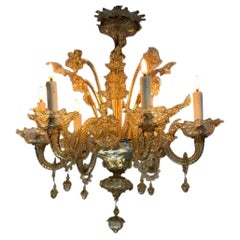 Venetian chandelier in green Murano glass, around 1920