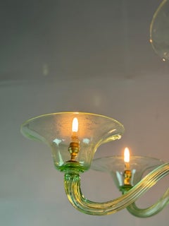 Venetian chandelier in green Murano glass, circa 1940