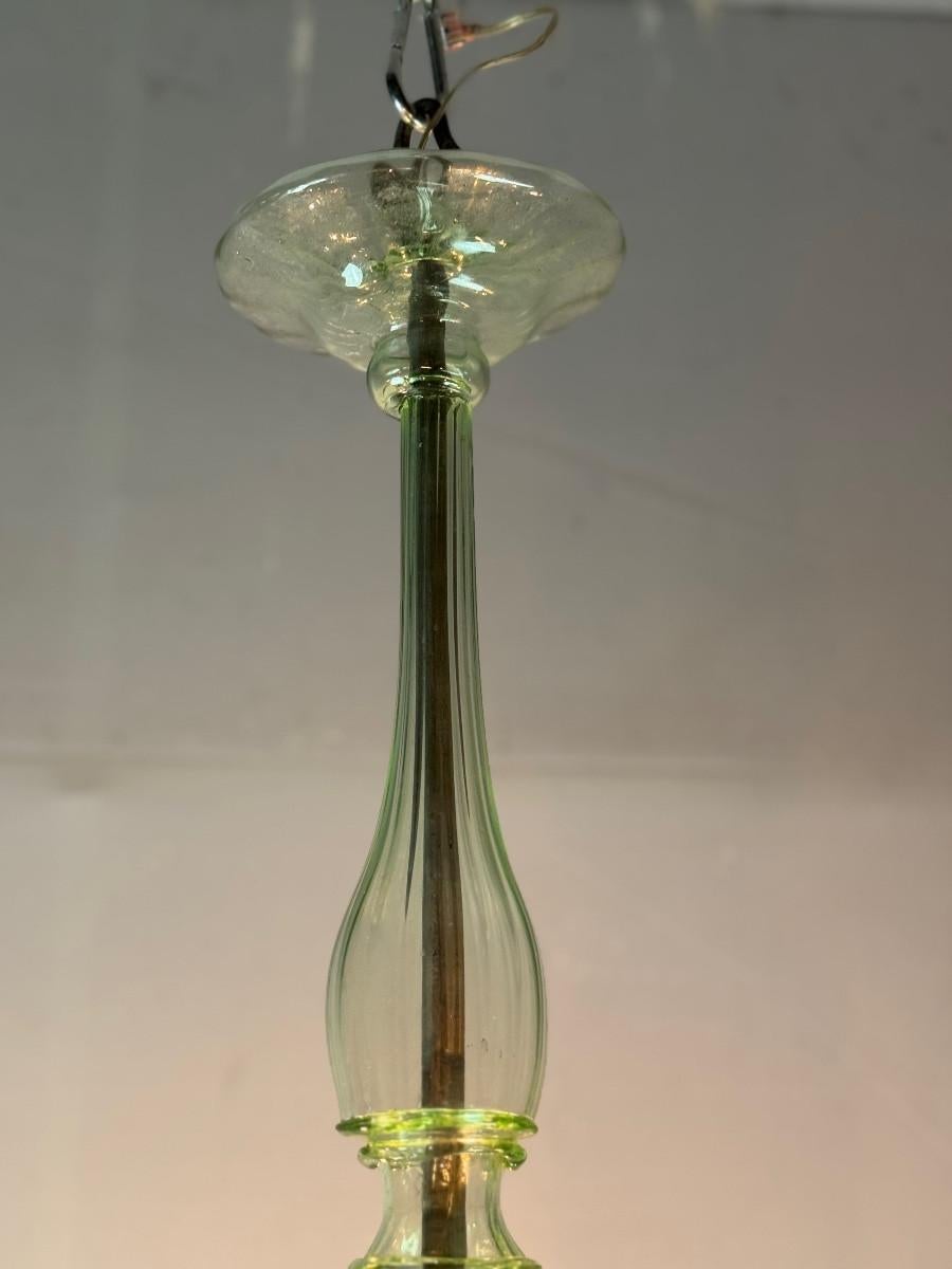 Italiano Lampadario veneziano in vetro verde di Murano, circa 1940 in vendita