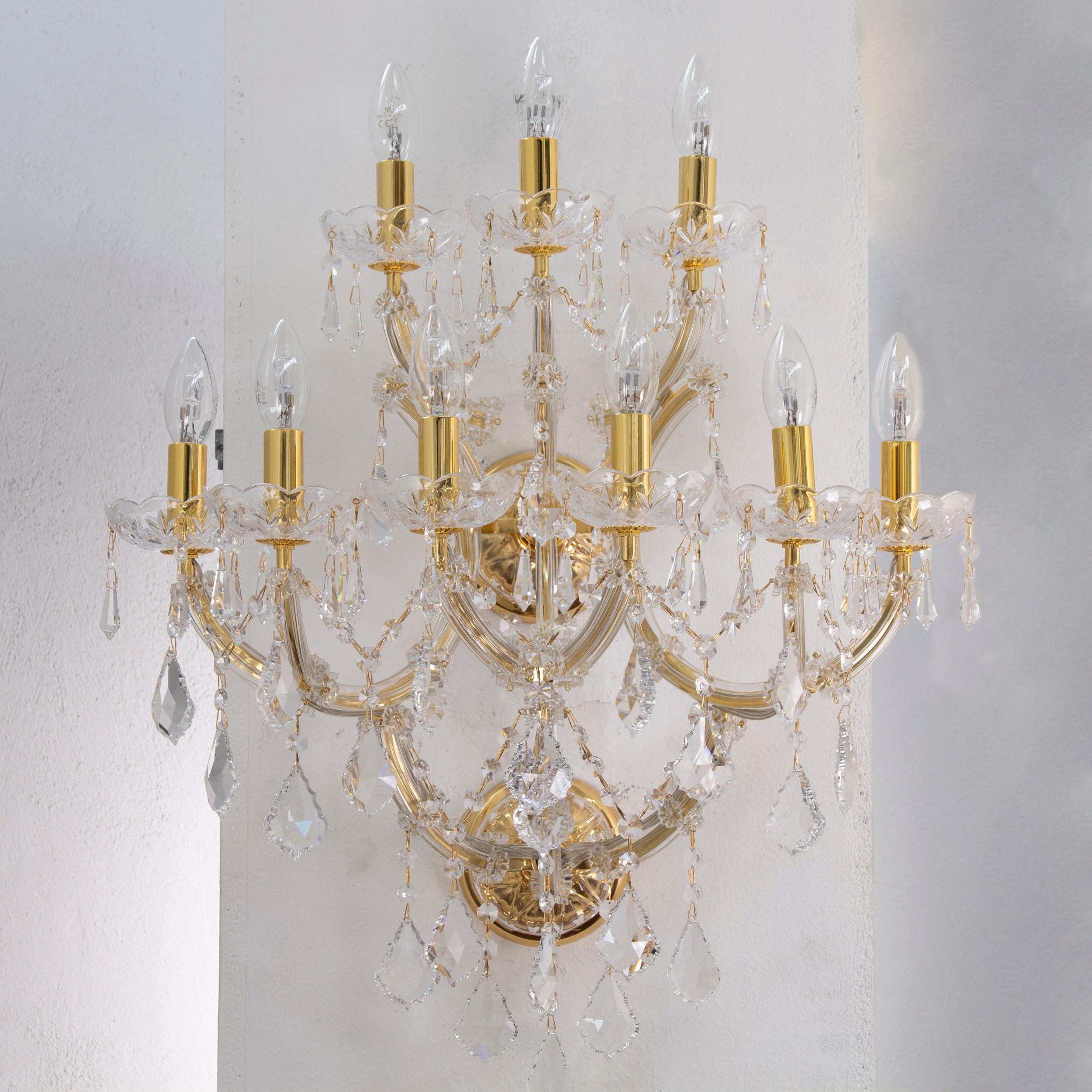 Italian Huge Venetian Sconce Maria Teresa style Crystals and strass handmade in Italy For Sale
