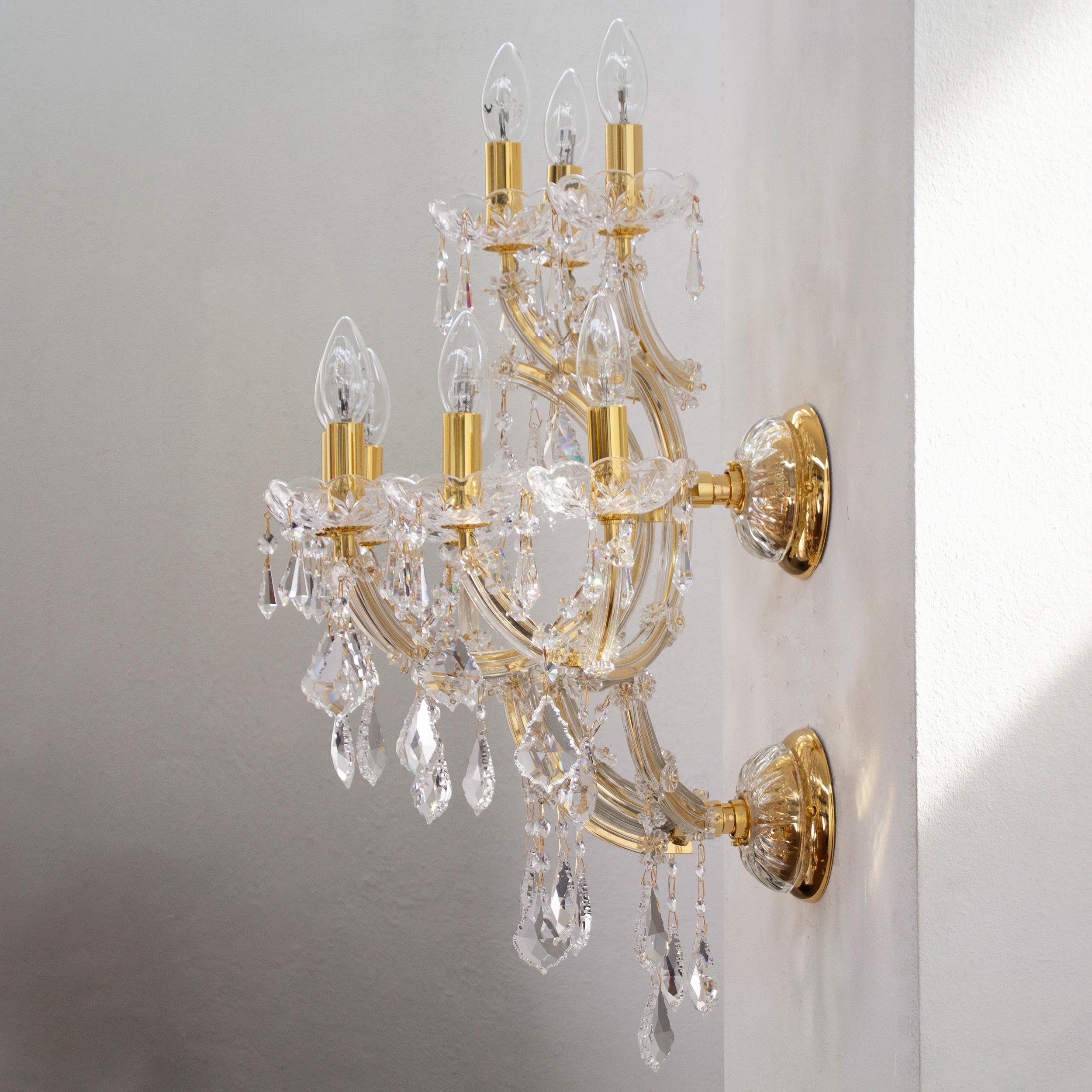 Brass Huge Venetian Sconce Maria Teresa style Crystals and strass handmade in Italy For Sale