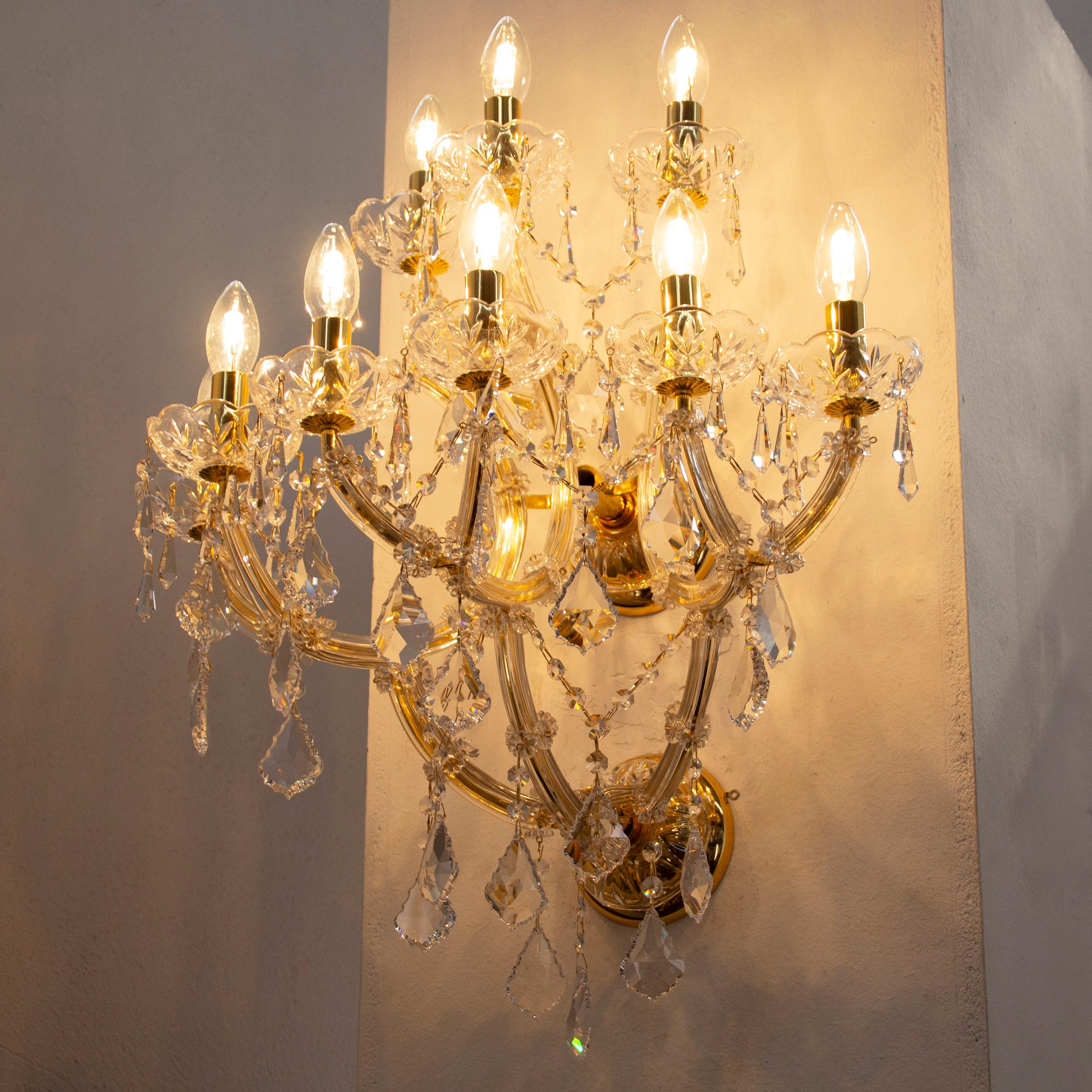Huge Venetian Sconce Maria Teresa style Crystals and strass handmade in Italy For Sale 2