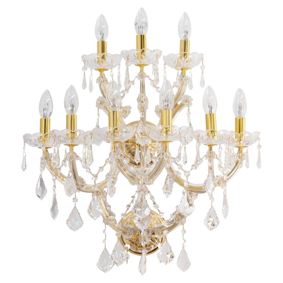 Huge Venetian Sconce Maria Teresa style Crystals and strass handmade in Italy For Sale