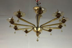 Lustre vénitien en verre de Murano Mordore par Venini vers 1940