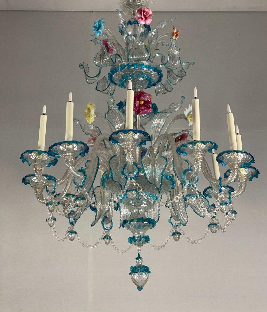 Important Venetian Murano glass chandelier, new electrification.