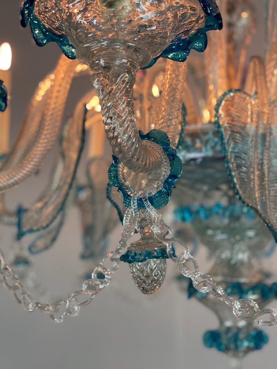 Venezianischer Kronleuchter aus mehrfarbigem Murano-Glas, 12 Lichterarme im Angebot 3