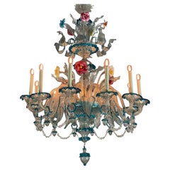 Venetian Chandelier in Multicolored Murano Glass, 12 Arms of Light