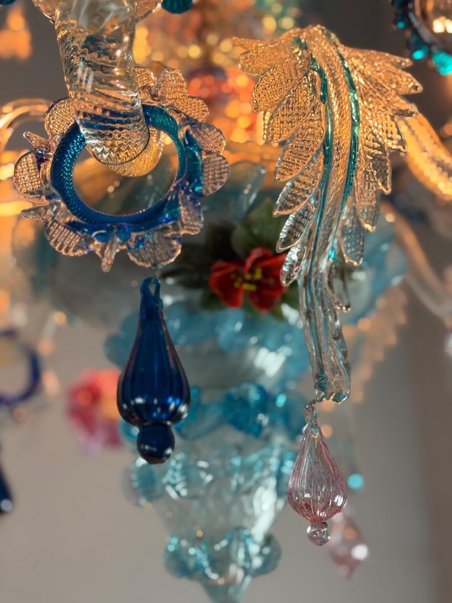 Art déco Lustre vénitien en verre de Murano multicolore, vers 1930 en vente