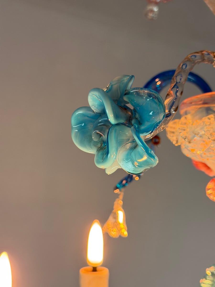 italien Lustre vénitien en verre de Murano multicolore, vers 1930 en vente