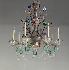 Venetian chandelier in multicoloured Murano glass with 7 light arms, circa 1920