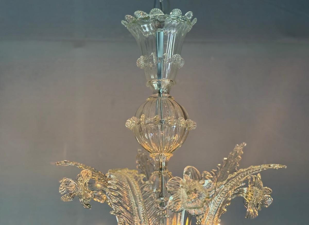 20th Century Venetian chandelier in Murano glass, 5 light arms, circa 1940 For Sale