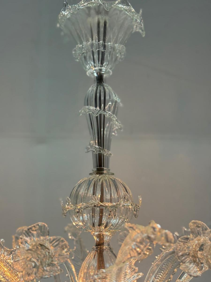 Venetian chandelier in Murano glass, 6 light arms, circa 1930 For Sale 1
