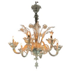 Venetian chandelier in Murano glass, 6 light arms, circa 1930