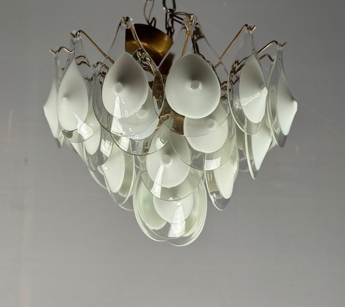 Lustre vénitien en verre de Murano par Vistosi, vers 1960 en vente 1