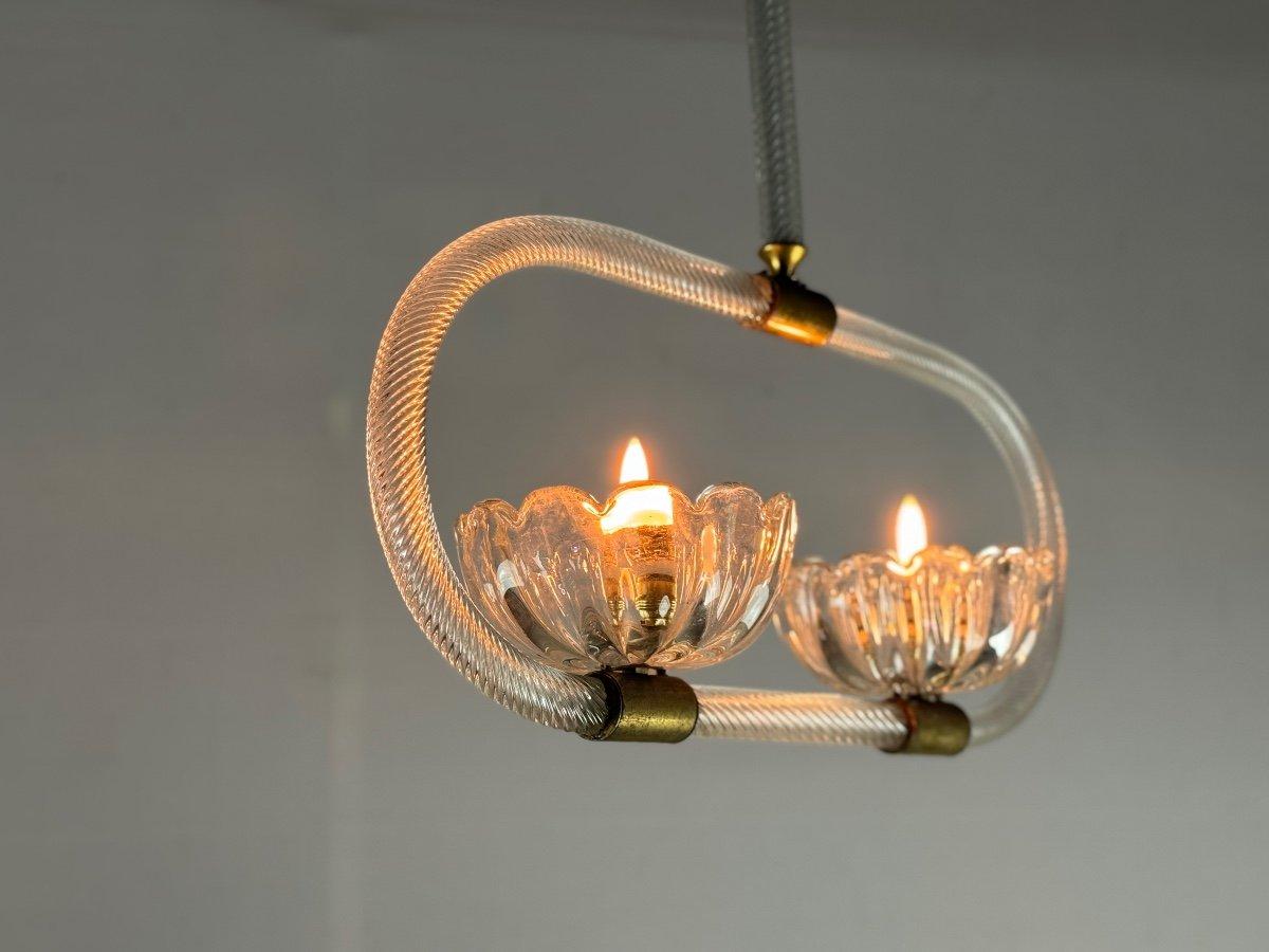20th Century Venetian Chandelier In Murano Glass Two Points Of Light Circa 1950 For Sale