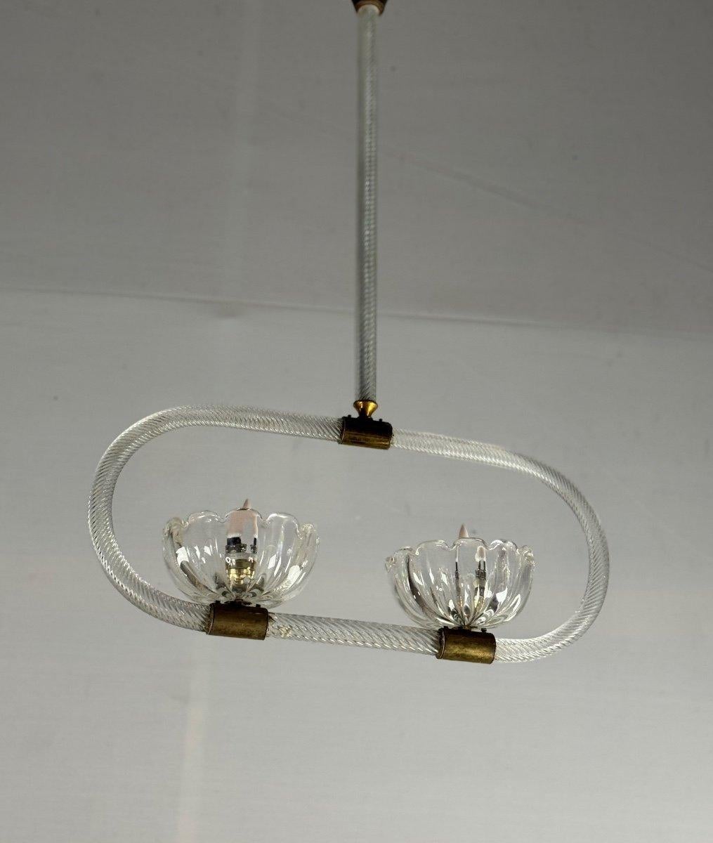 Venetian Chandelier In Murano Glass Two Points Of Light Circa 1950 For Sale 3