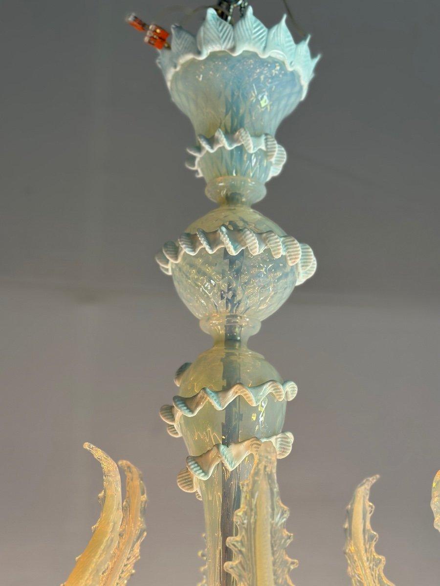 Venetian Chandelier In Murano Glass Two Tones Of Blue, Circa 1940, 8 Arms  For Sale 1