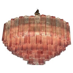Venetian Chandelier in Pink and Clear Murano Glass