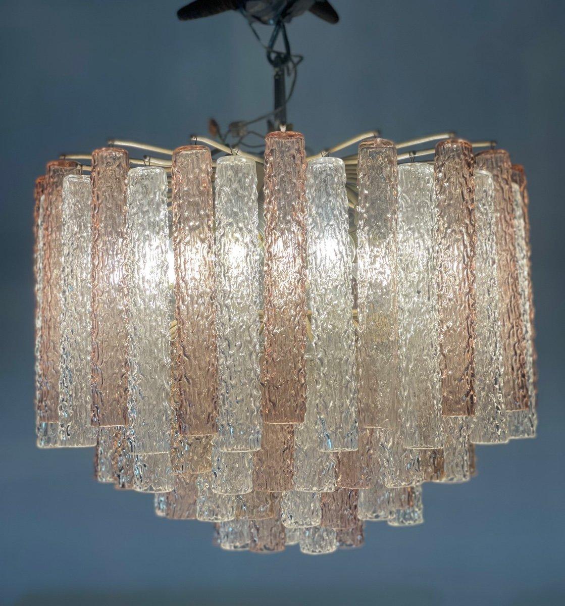 Mid-Century Modern Venetian Chandelier in Pressed and Molded Murano Glass by Venini For Sale