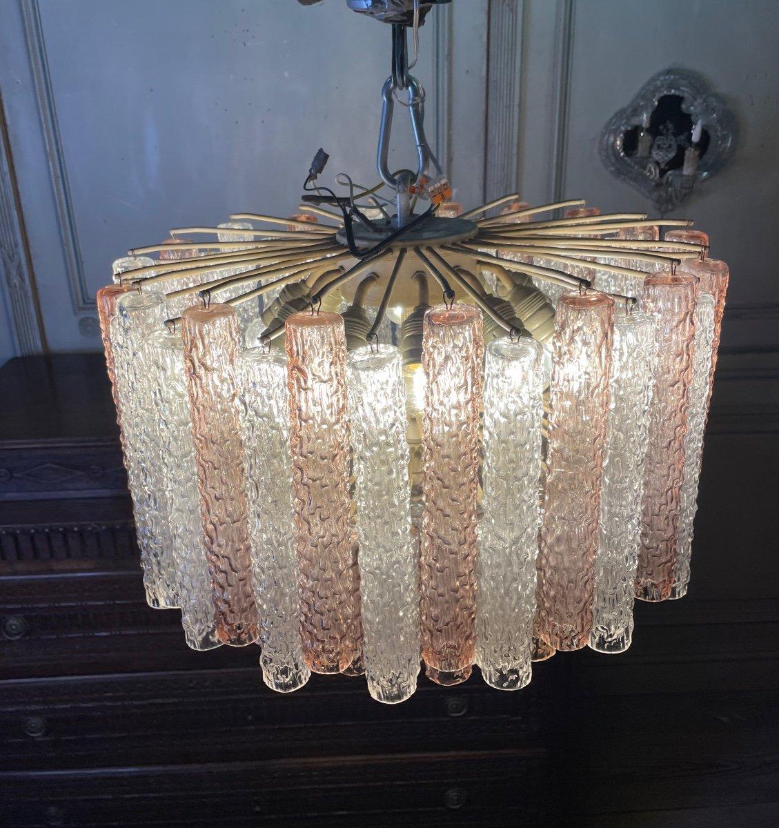 Venetian Chandelier in Pressed and Molded Murano Glass by Venini In Excellent Condition For Sale In Honnelles, WHT