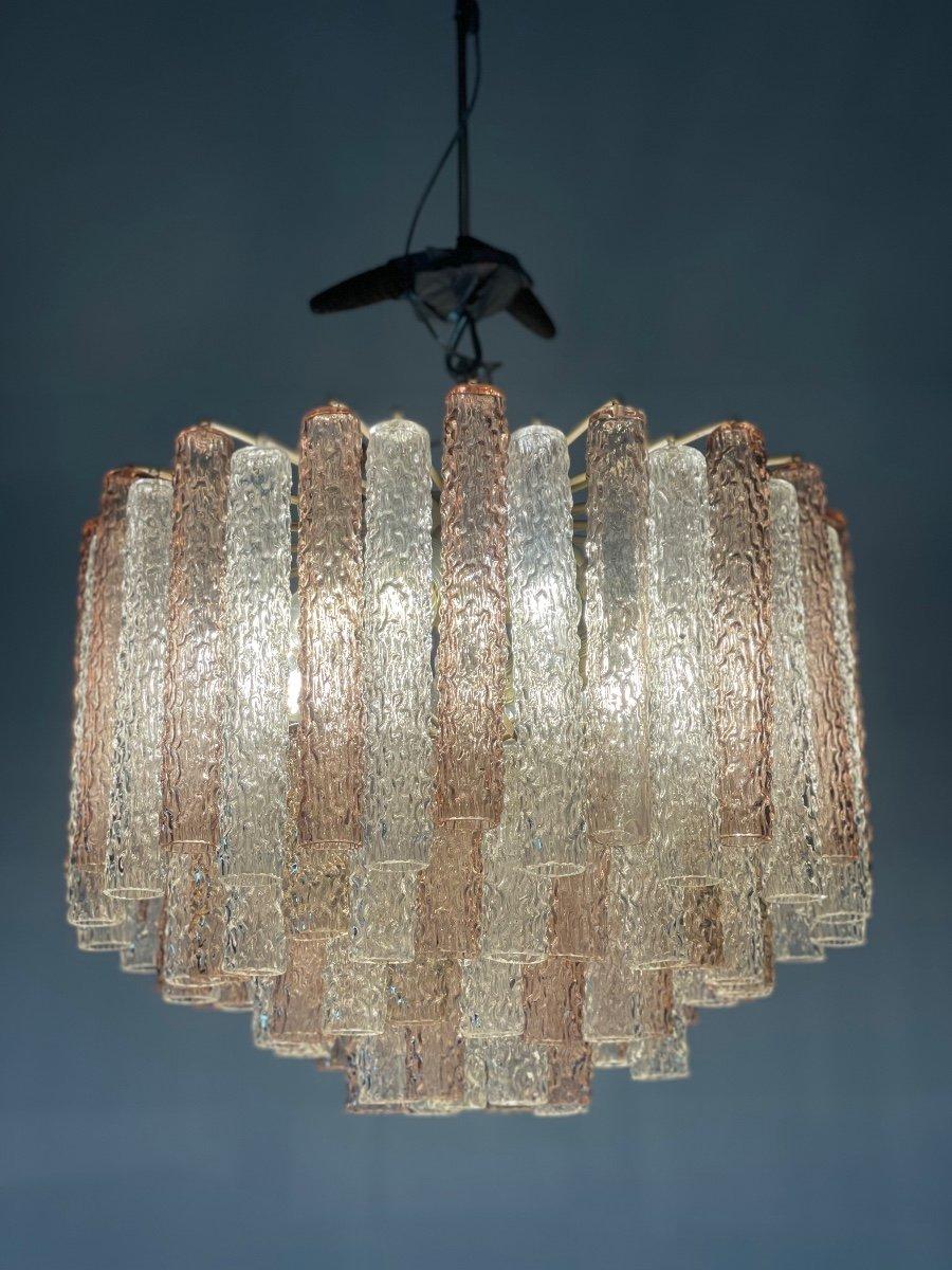 20th Century Venetian Chandelier in Pressed and Molded Murano Glass by Venini For Sale