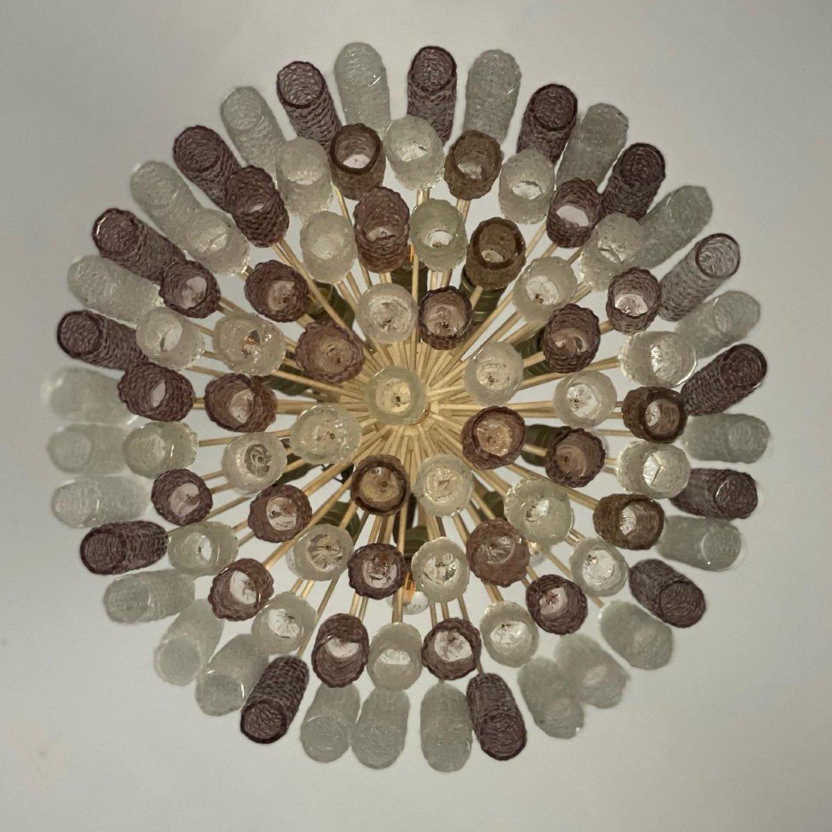 Venetian Chandelier in Pressed and Molded Murano Glass by Venini For Sale 3