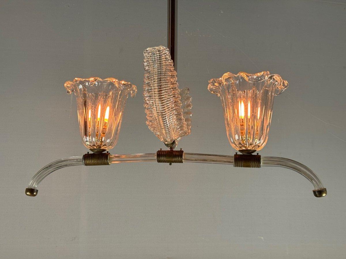 Lampadario veneziano in vetro trasparente di Murano e ottone, circa 1950 in vendita 3