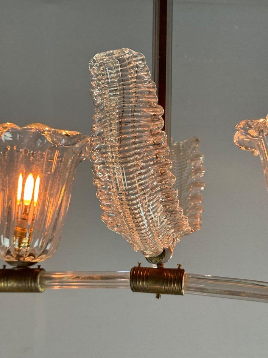 XX secolo Lampadario veneziano in vetro trasparente di Murano e ottone, circa 1950 in vendita