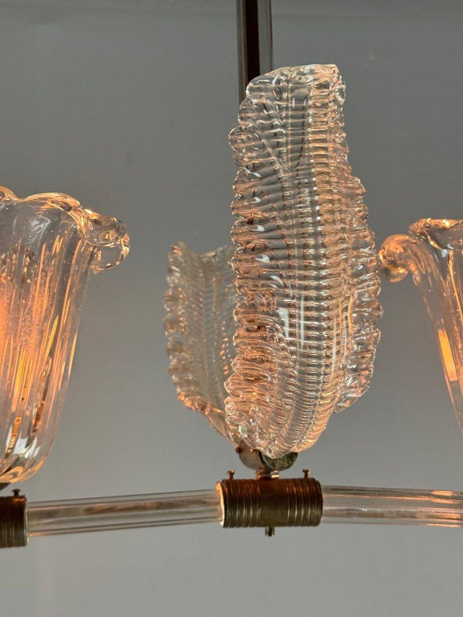 Metallo Lampadario veneziano in vetro trasparente di Murano e ottone, circa 1950 in vendita