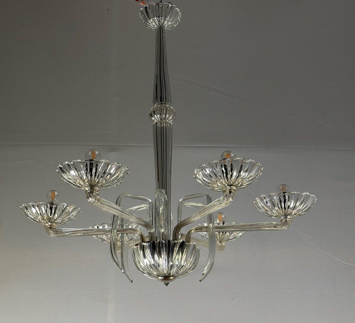Venetian Chandelier In Transparent Murano Glass Circa 1950 For Sale 4
